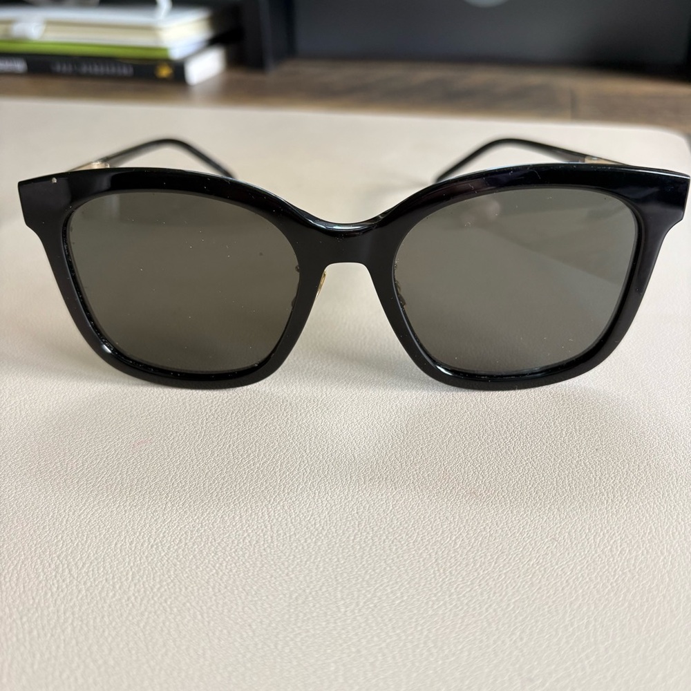 Saint Laurent Black Sunglasses with Gold Temples - Picture 3 of 4